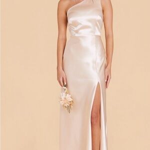 Birdy Grey One-Shoulder Satin Dress in Cream